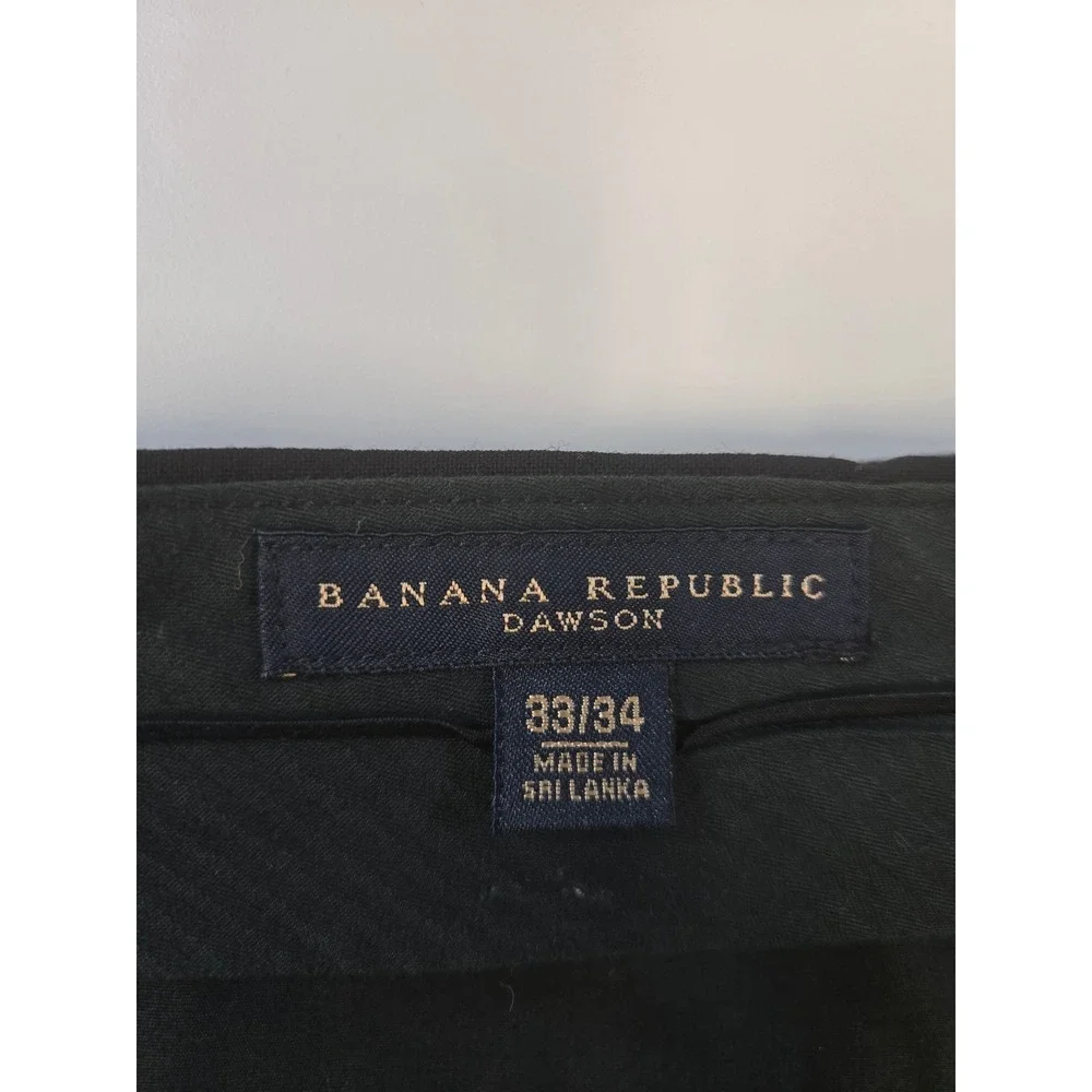 Banana‎ Republic Dawson Men 33x34 Black Wool Lycra Blend Straight Dress Pants
